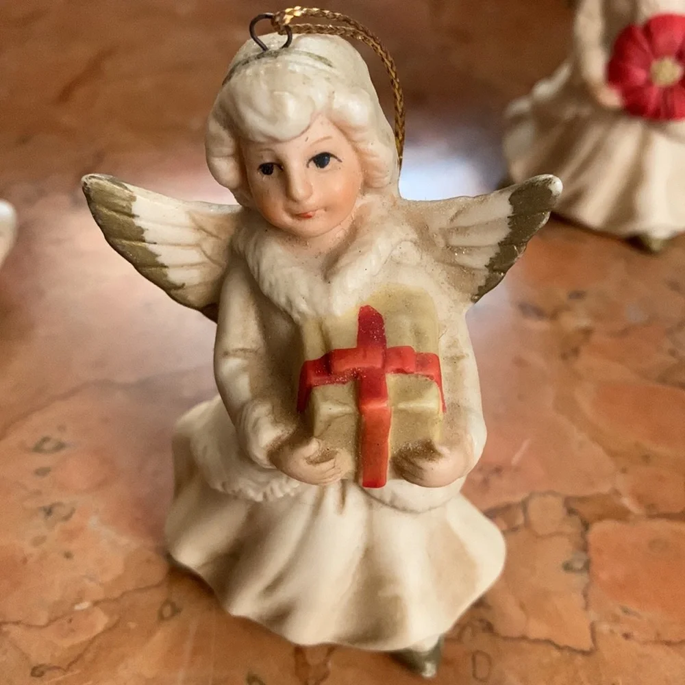 Vintage HOMCO Christmas Angels SET OF 6 BEAUTIFUL ORNIMENTS
